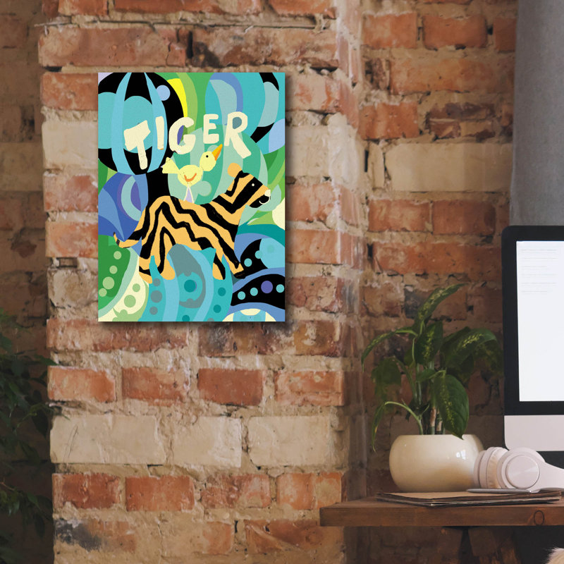 «Tiger» par Holly McGee, art mural sur toile, H 16 po x l 12 po x P 0,75 po