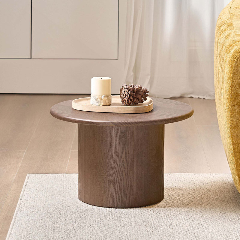 Ensemble de 2 tables basses rondes avec plateau en pierre frittée, repose-pieds robustes, antidérapants et faciles à nettoyer pour le salon