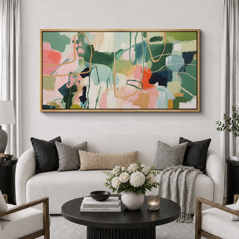 Abstract Colorful Strokes " Colorful Abstraction Vibrant Modern Art Calm Warm Extra Large Artwork Pictures ", 30" H x 60" W