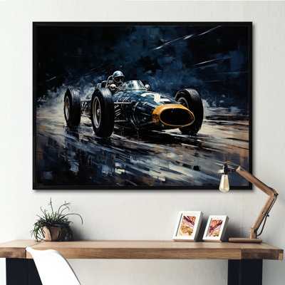 «Midnight Vintage Race Car 1950S On Race Track III - Race Tracks», art mural