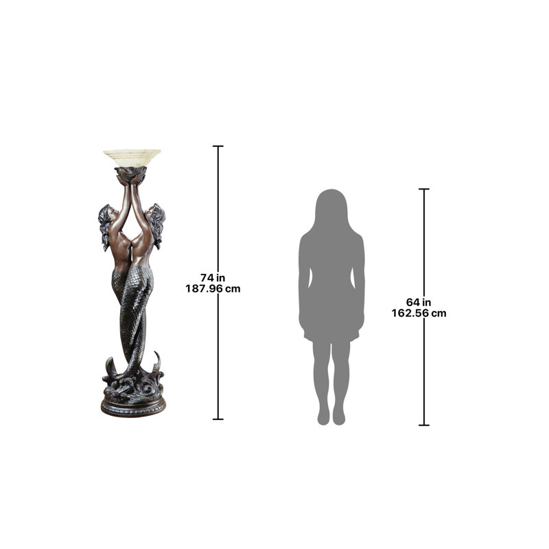 Entwined Mermaids Torchiere Floor Lamp