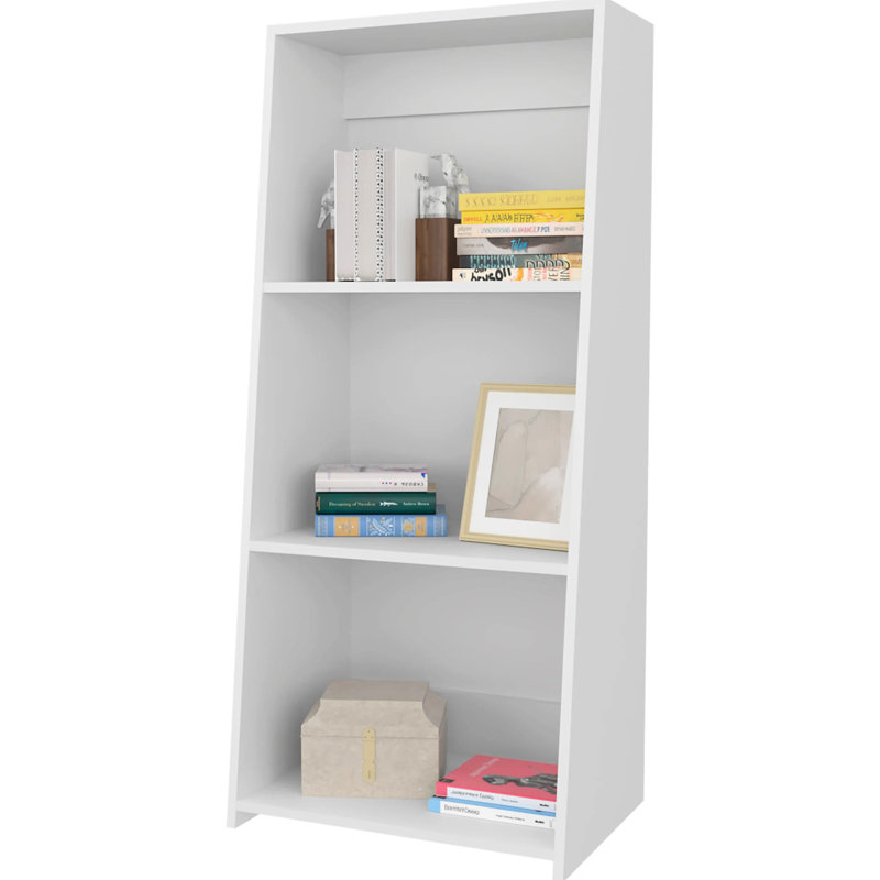 Bibliothèque blanche à 3 tablettes - Offre une abondante place pour les livres et les créations décoratives, le revêtement aux égratignures, le look moderne, n'importe quel thème de décoration donne un espace généreux aux objets