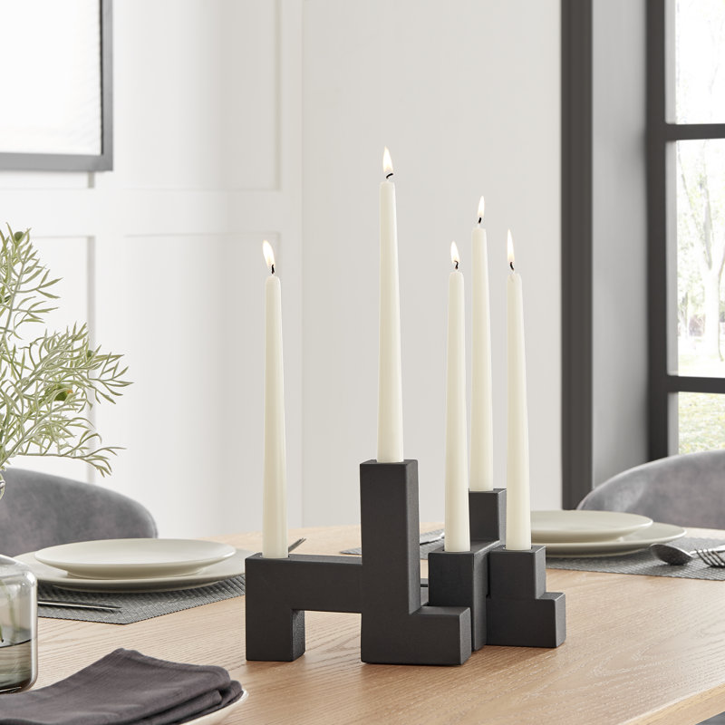 2 Piece Metal Tabletop Stacking Taper Candle Holder Set