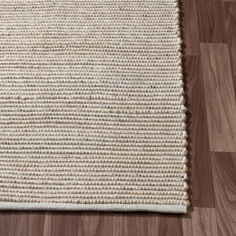  Contemporary Solid Hand-Woven Polyester Indoor/Outdoor Area Rug, Rectangle 5'9" x 8'9", Ivory/Beige