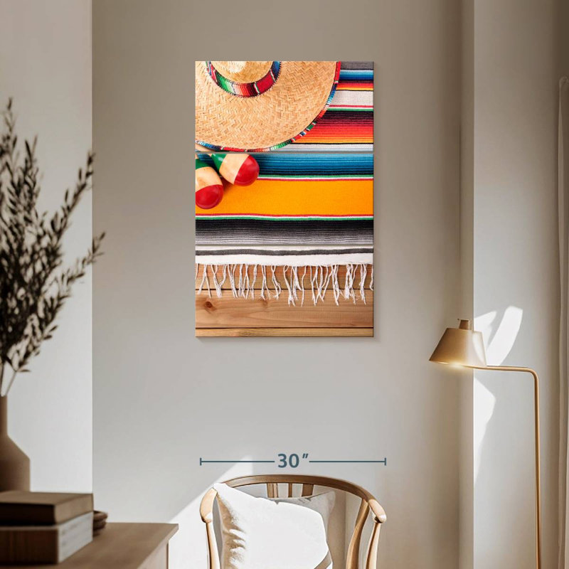 Abarca Sombrero Serape And Maracas, 57" H x 36" W