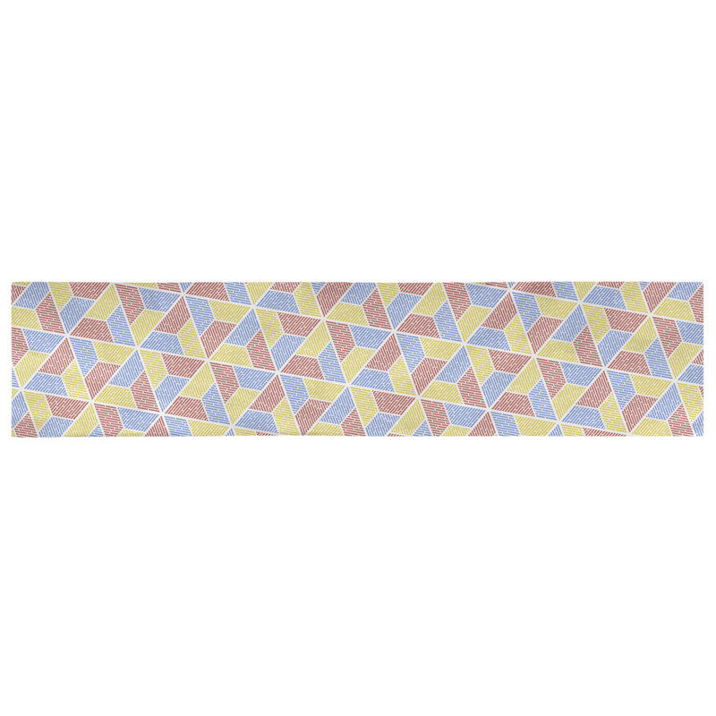 Chemin de table Avicia, 72 po x 16 po, Bleu / Rouge / Jaune, Coton