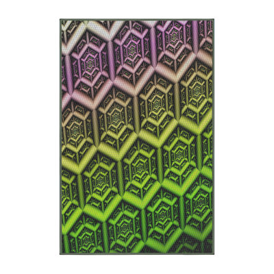 Tapis géométrique rouge / jaune / noir en laine et polyester tissé à la machine