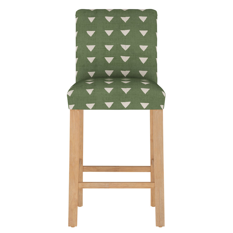 Hadrien Bar & Counter Stool, Bar Stool (31” Seat Height), Natural Wood, Classic Steel Grey Performance Velvet