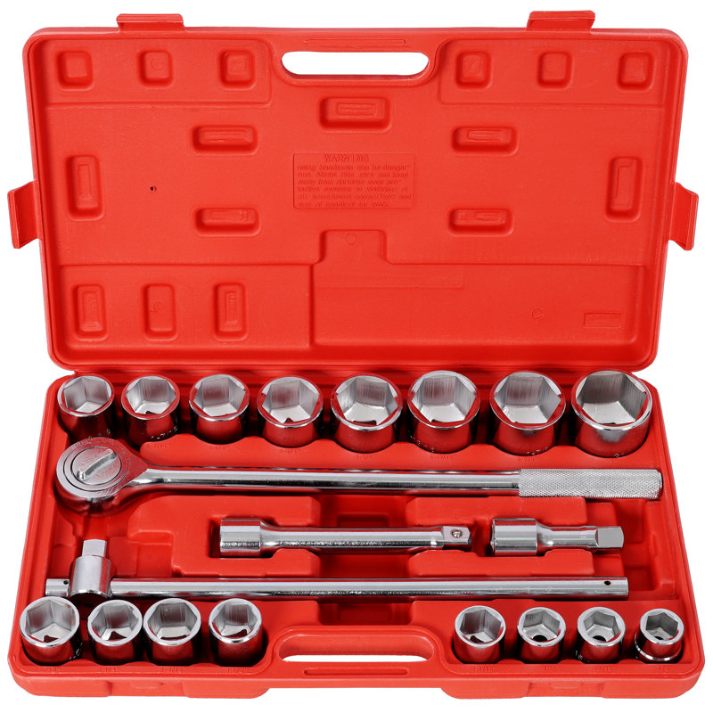 ENSEMBLE DE DOUILLES DRIVE 3/4 "21PCS 3/4", taille SAE, étui de soufflage rouge | Acier | 21 pièces | Étui | Argent