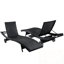 Ensemble de 2 chaises longues en osier de patio avec roulettes et table d'appoint-1923852580