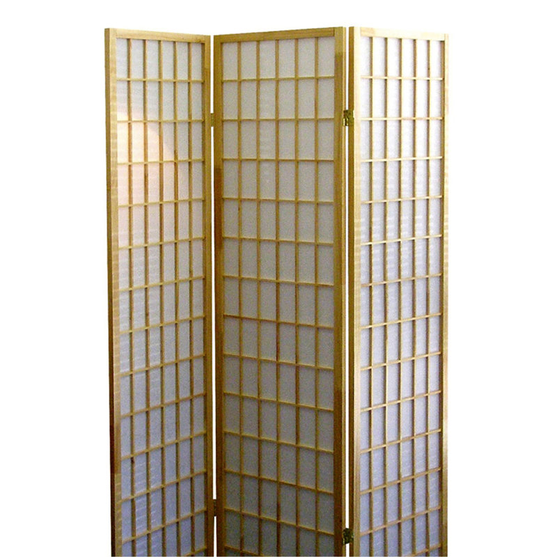 Paravent de 70 pouces à 3 panneaux de style japonais avec finition noire, 70" H x 50" W x 6" D, Black