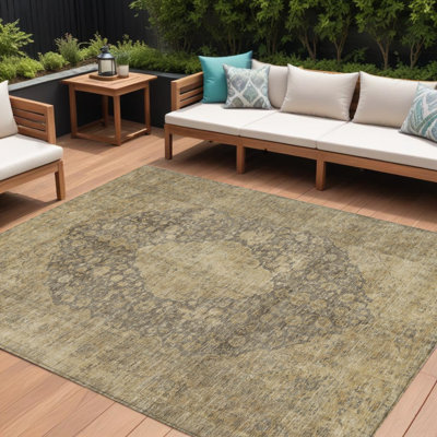 Tapis intérieur / extérieur 9 pi x 12 pi brun et beige lavable