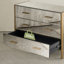 Commode d'appoint à 3 tiroirs en miroir vieilli, meuble de rangement décoratif de style industriel chic avec cadre en bronze pour entrée ou salon