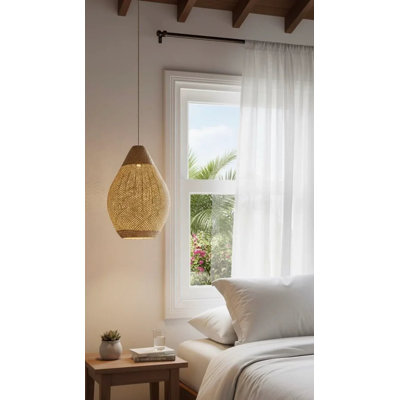 Teardrop 20" Natural Rattan Pendant