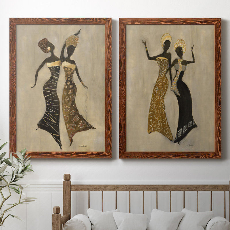 «Celebration I», ensemble de 2 reproductions d'art, H 37,5 po x l 55 po x P 1,5 po, Toile avec cadre érable, Pas de tapis