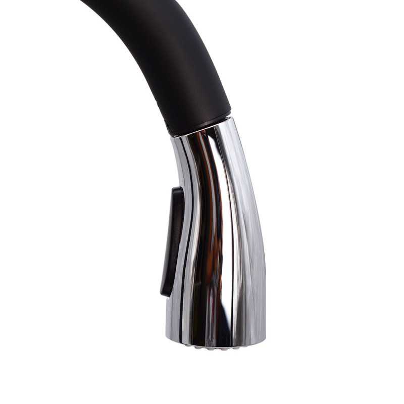 Westbrass Pull Down Spray Touch Kitchen Faucet, Matte Black/ Polished Chrome