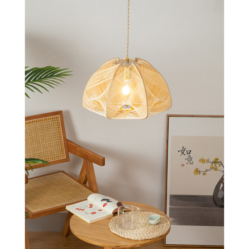 Lustre nordique à tissage en bois antique de style français, H 13,78 po x l 23,62 po x P 23,62 po