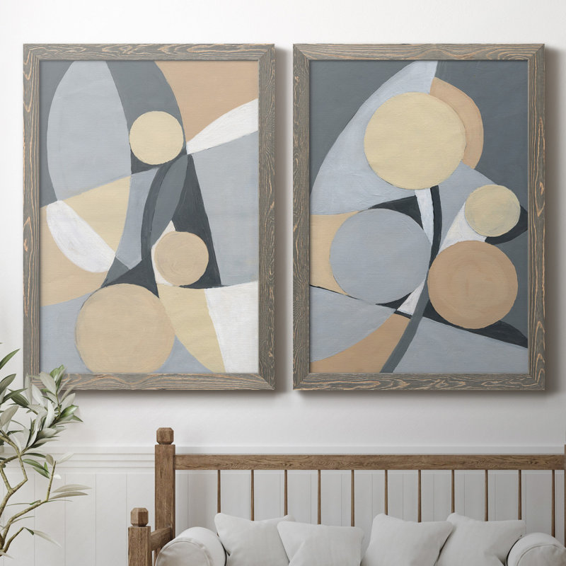 Millenium I - ensemble de 2 reproductions d'art, Pas de tapis, Toile avec cadre gris, H 37,5 po x l 55 po x P 1,5 po