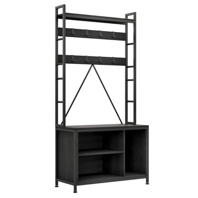 Hall Tree with Bench and Shoe Storage, 36.41" Entryway Bench with Coat Rack Freestanding, Industrial Freestanding Coat Rack with Shoe Storage for Mudroom, Hallway, Entrance