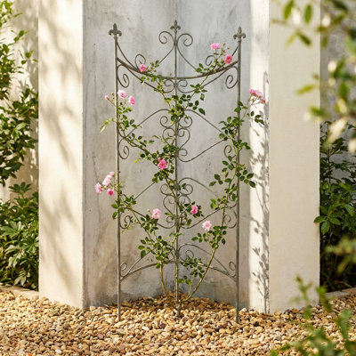 Aurelius Artisan Hand-Painted Wrought Iron Neoclassical Plants Barrier Climbing Trellis