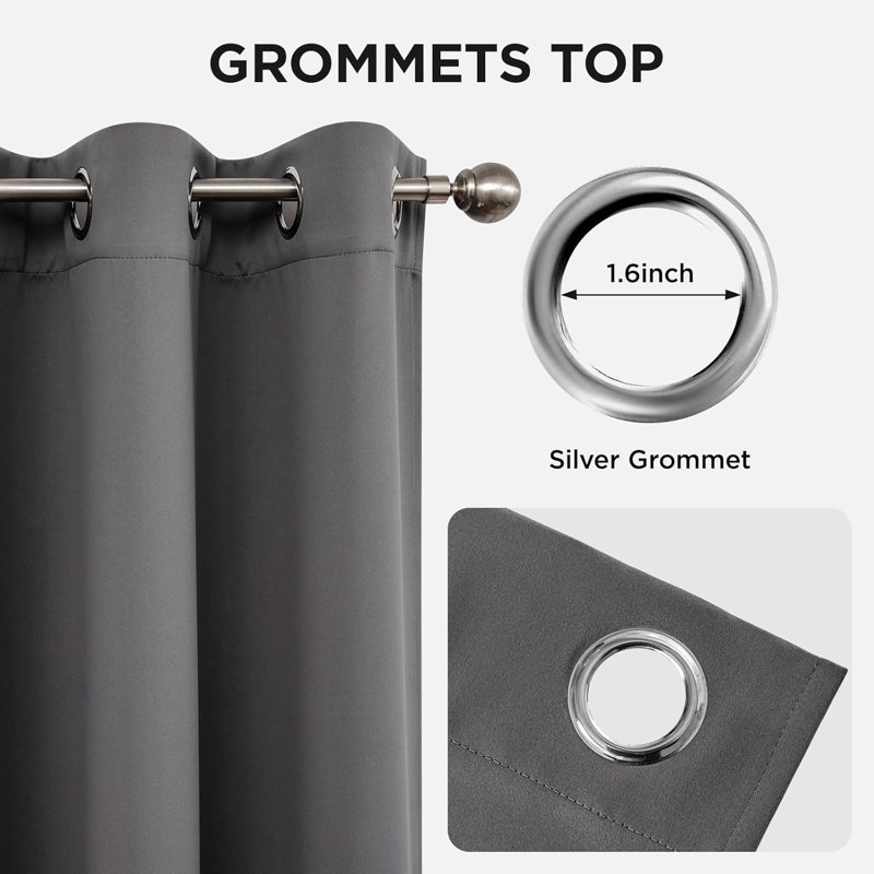 Rideaux occultant pour chambre à coucher 2 panneaux, Gris clair, L 52 po x L 84 po