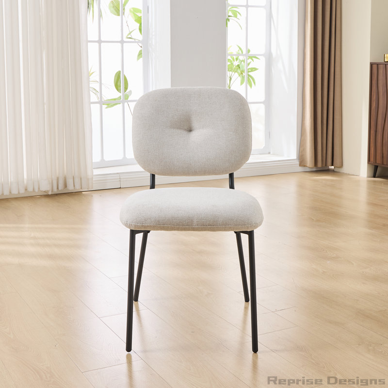 Ensemble de 2 chaises de salle à manger avec pieds en métal, Noir, Blanc