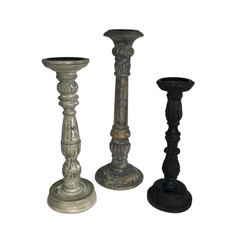 Ensemble de chandelles de table 3 pièces en bois