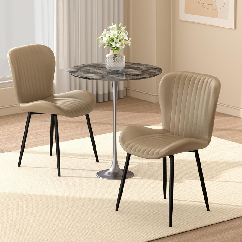 Chaise d'appoint rembourrée Modern (ensemble de 2), Brun, 2
