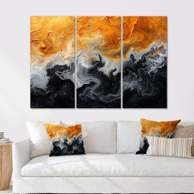 Ensemble de salon abstrait orange et orange