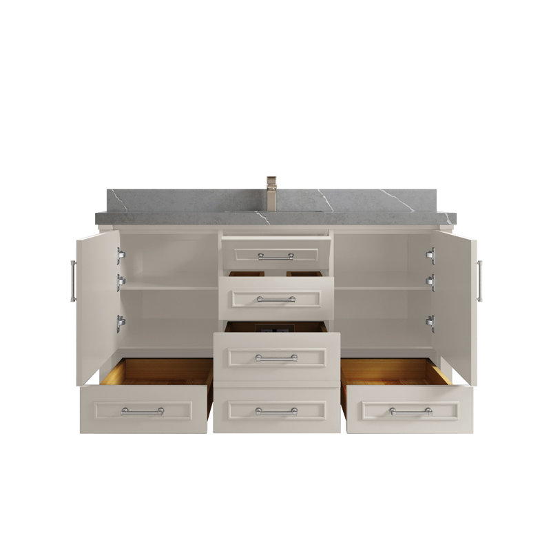 Meuble-lavabo simple 60 po avec plateau Aberdeen, Gris Piatra