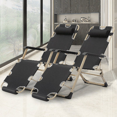 Nermal Outdoor Folding Lounge Chair Recliner, Adjustable Foldable Reclining Chair with Foam Footrest by Arlmont & Co.