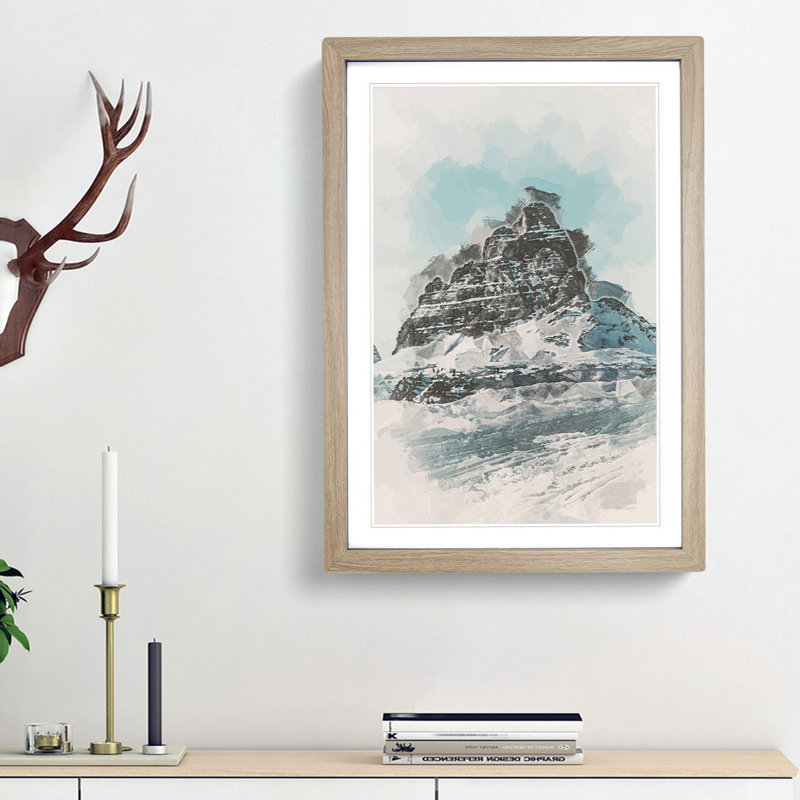Mountain Summit in Italy in Abstract - Picture Frame Graphic Art Print, 48cm H x 36cm W x 2cm D, Oak Framed