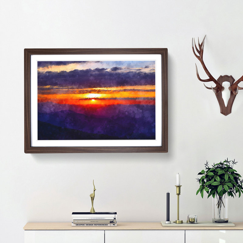 Cloudy Sunset - Framed Print, 24cm H x 33cm W x 2cm D, Walnut Framed