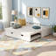 Méridienne peu encombrante: lit de jour extensible en bois blanc avec lit gigogne | Convertit le format lit simple en lit très grand | Pin massif-1598037392