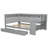 Full Size Daybed with Storage Shelves,Drawers,Charging Station,LED Light,Desk and Upholstered Headboard and Backrest,Gray-1929332797