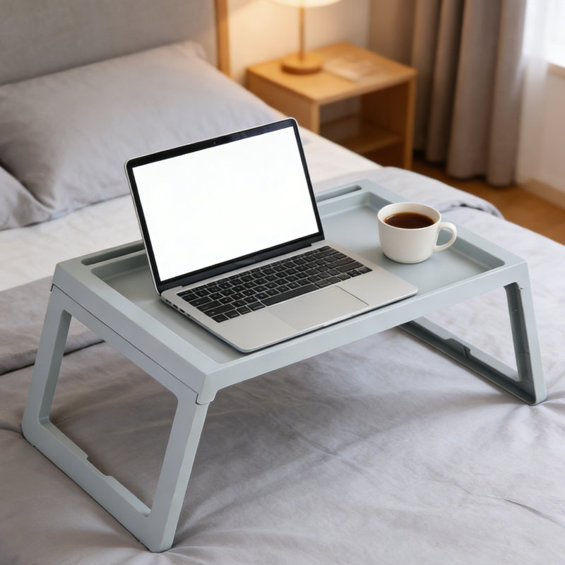 Plateau de petit déjeuner, table de plateau de lit pour ordinateur portable avec pieds pliables pour plancher de canapé