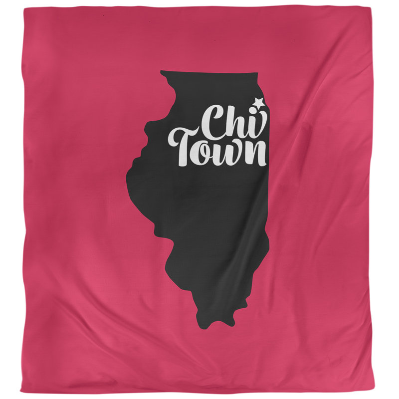  Housse de couette simple Chi Town, Housse de couette simple TG, Rouge / Noir, Microfibre