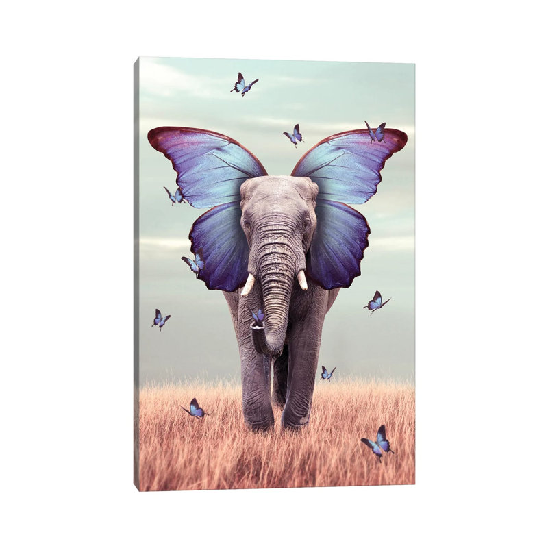 Elephant Blue Morpho Lenity Mint by Soaring Anchor Designs - Wrapped Canvas Print, 20.32 cm H x 30.48 cm W