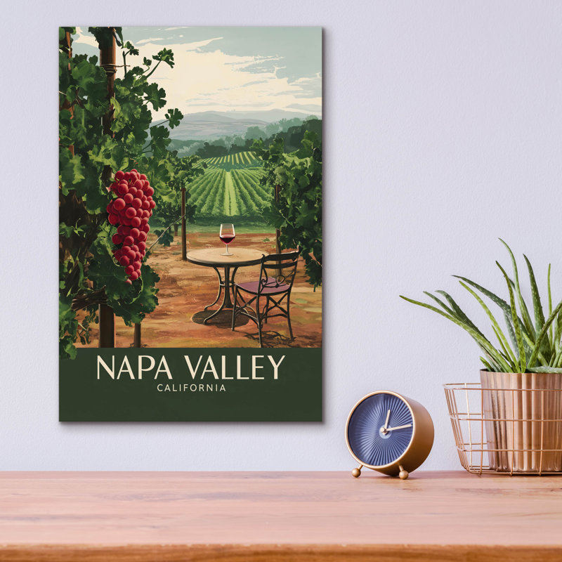 Art mural en verre épique «Napa Valley California» par Andreas Magnusson, H 16 po x l 12 po x P 0,13 po