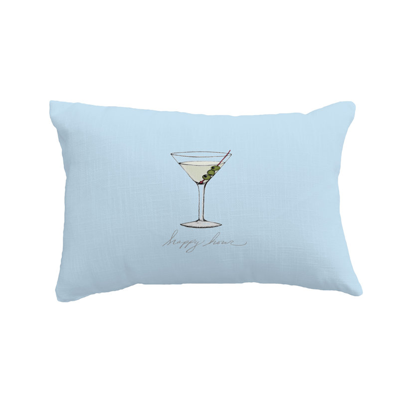 Outdoor Reversible Throw Pillow, Pale Blue