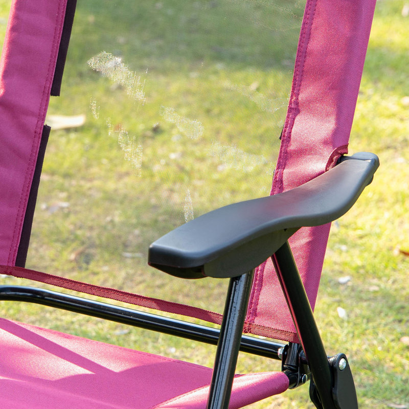 metal frame Patio Folding Armchairs Set of 2 with Removable Headrest, Red