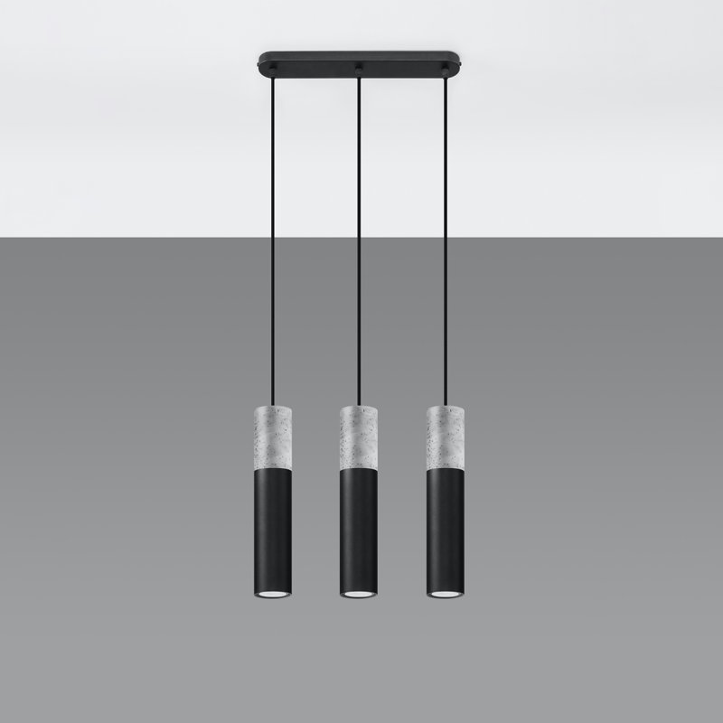 Amberle 3 - Light Cylinder Pendant, Black