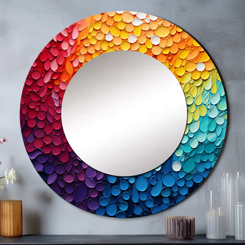 Hardedge Art contrastant Cadence I - miroir mural unique, peinture ronde moderne, impression sur métal, 36 po x 36 po