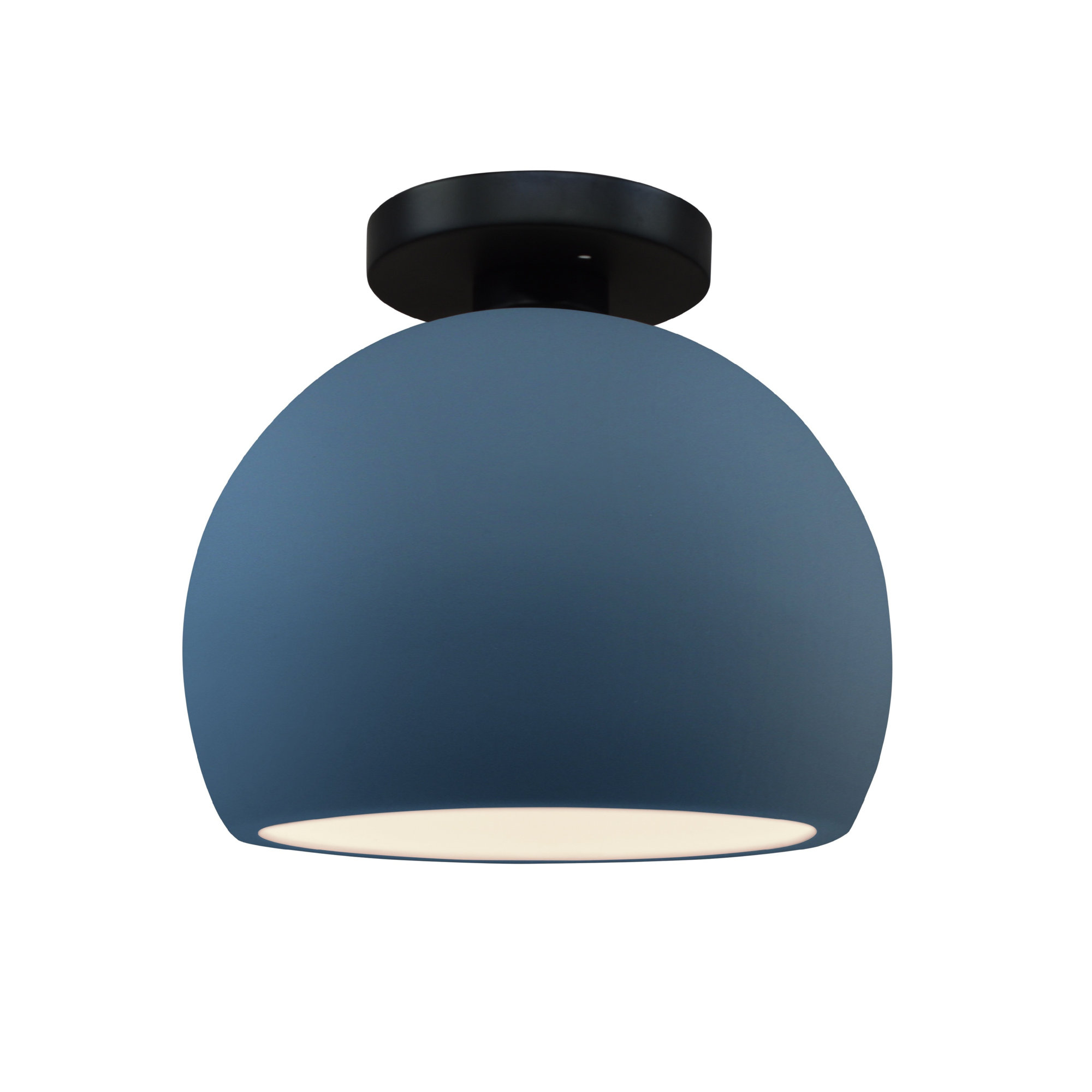Single Light Ceramic LED Semi Flush Mount, 7" H x 7" W x 7" D, Midnight Sky, Matte Black