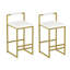 Tabourets de bar modernes rembourrés en velours, ensemble de 2, hauteur comptoir, or et blanc crème | Idée de cadeau-1843258659-1843258716