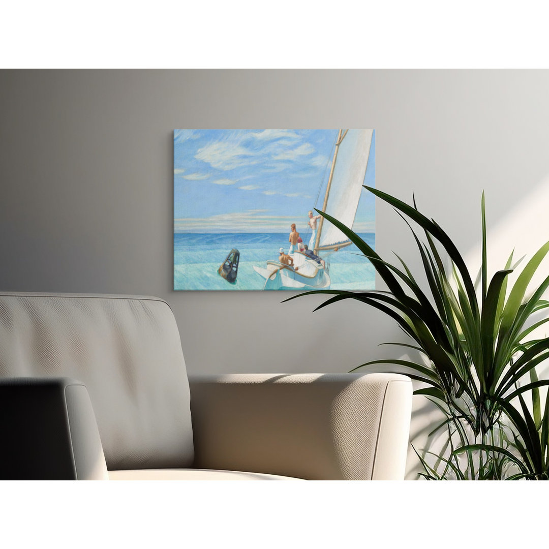 Classic Sailboat Ocean Art Canvas, Vintage Nautical Seascape Wall Decor Painting, Coastal Marine Adventure Print