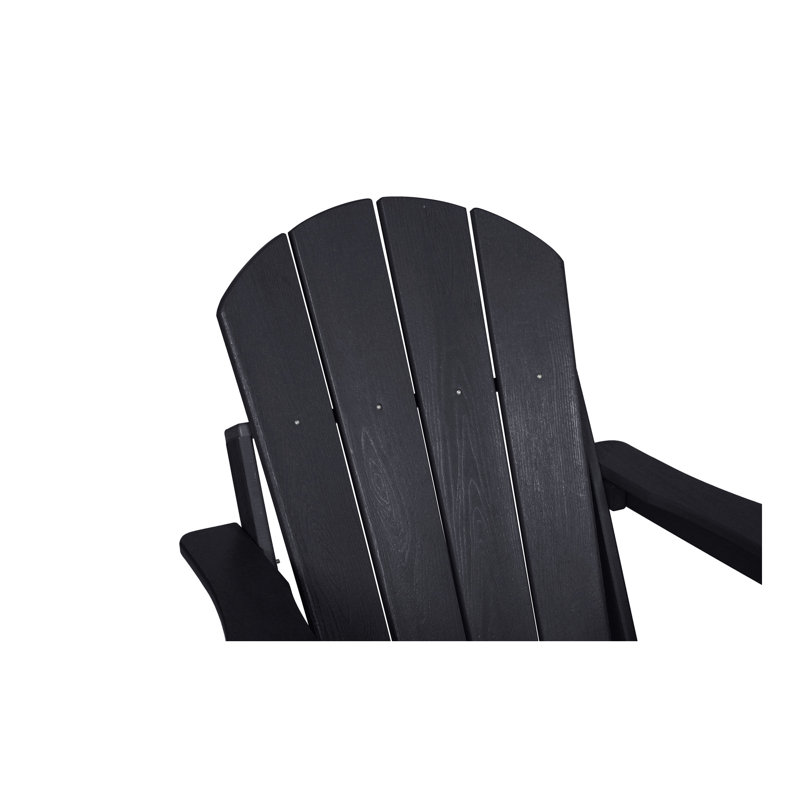 Chaise Adirondack pliante avec table d'appoint, ensemble de chaises Adirondack 3 pièces à texture de bois (comprend 2 chaises et 1 table)