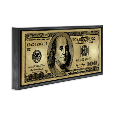 Hundred Dollar Bill Framed Floater Canvas Wall Art by Madeline Blake