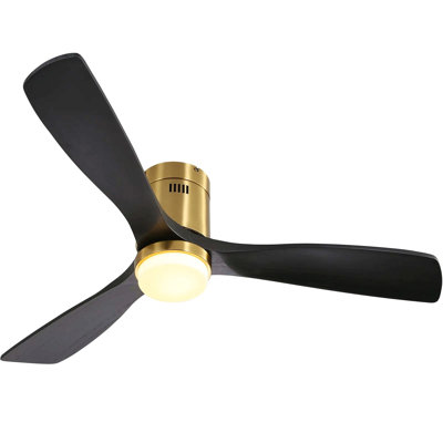 52 Inch Low Profile Ceiling Fan With Remote Control 3 Solid Wood Blades,52 Inches Suitable For Indoor And Outdoor