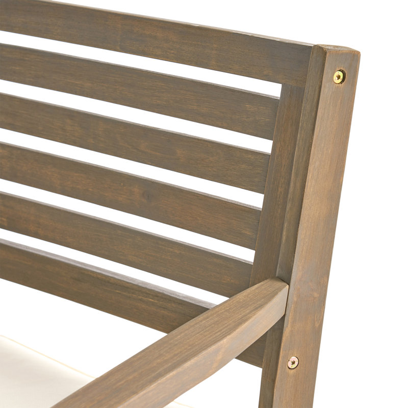 Gray Acacia Wood 6-Person Outdoor Dining Set with Cream Cushions
